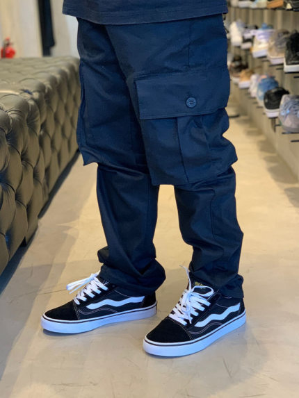 Calça Hocks Sarja Cargo Central Preta - Larg