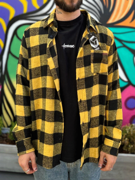 Camisa Yourface Xadrez - Amarela/Preta
