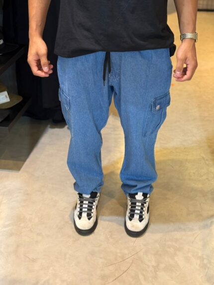 Calça Jeans Cargo Azul Claro JR