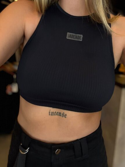 Top Jade Jade Canelado Athleisure Preto