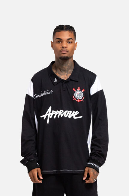 Polo Approve X Corinthians ll Manga Longa Preto