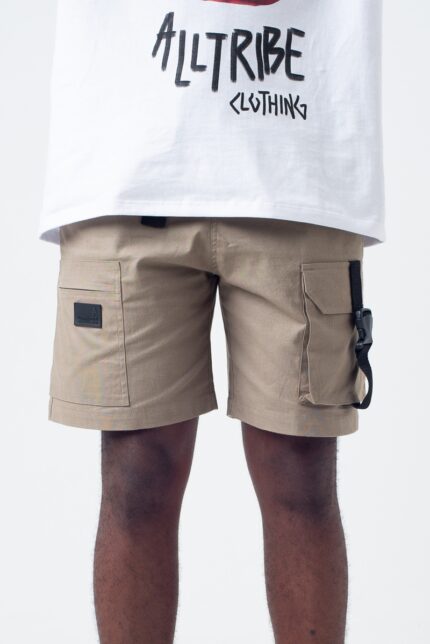 Shorts Alltribe Cargo Front Zip Pocket Caqui