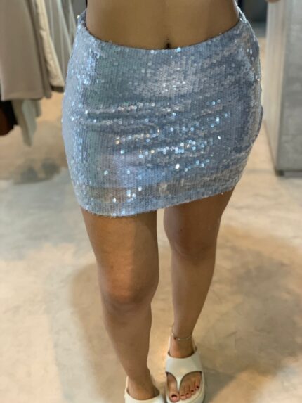 Saia Mini Paetê Azul
