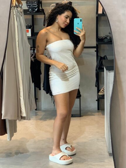 Vestido Curto Tela Off